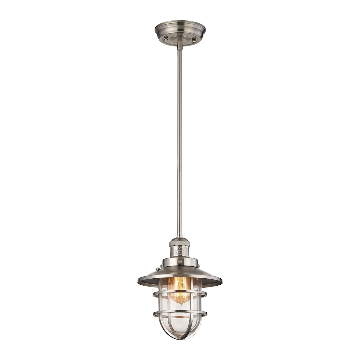 ELK Lighting 66354/1 - Seaport 8" Wide 1-Light Mini Pendant in Satin Nickel with Clear Glass