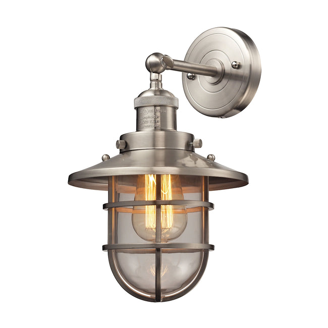 ELK Lighting 66356/1 - Seaport 8" Wide 1-Light Wall Lamp in Satin Nickel with Clear Glass