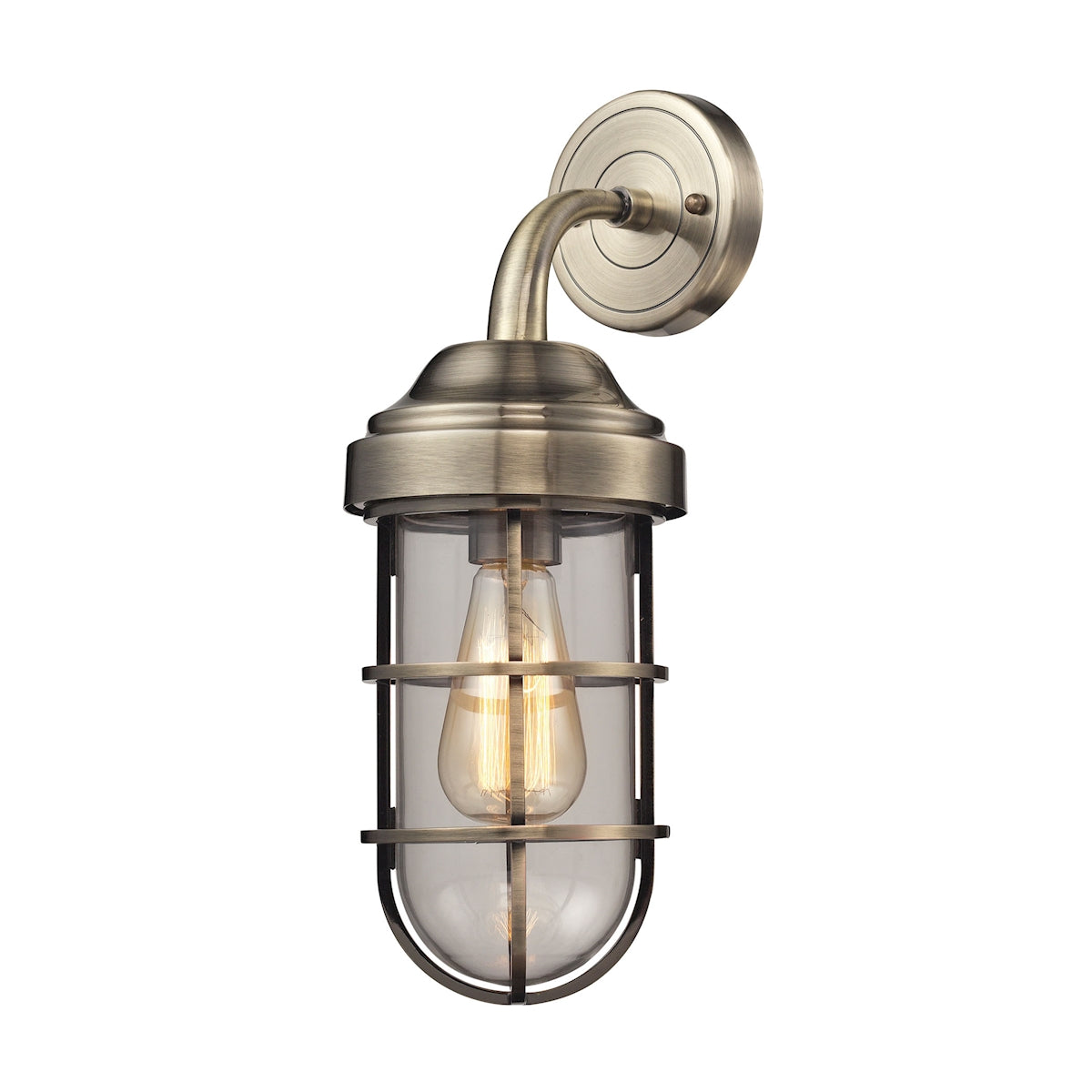 ELK Lighting 66375/1 - Seaport 6" Wide 1-Light Wall Lamp in Antique Brass with Clear Glass