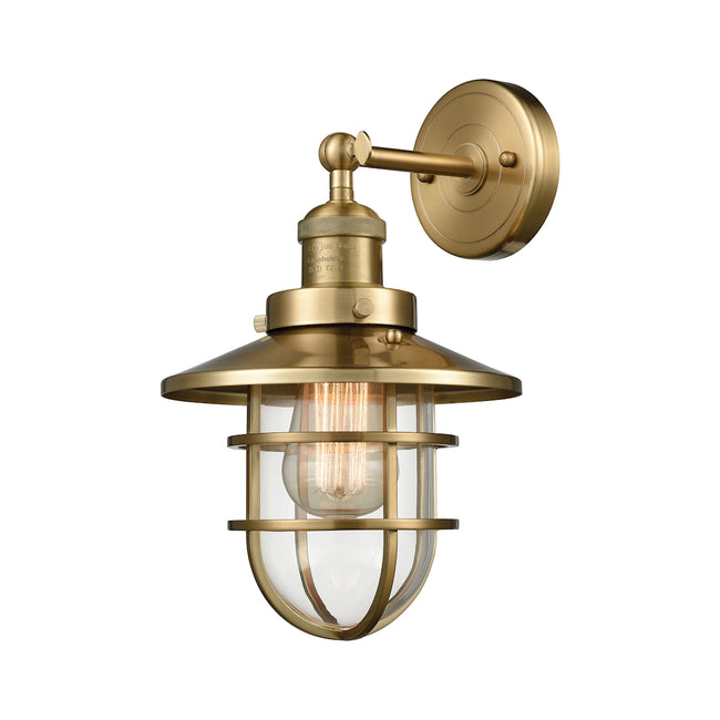 ELK Lighting 66386-1 - Seaport 8" Wide 1-Light Wall Lamp in Satin Brass with Clear Glass