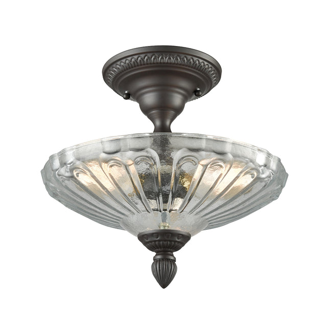 ELK Lighting 66392-3 - Restoration 12" Wide 3-Light Semi Flush in Oil Rubbed Bronze with Clear and F