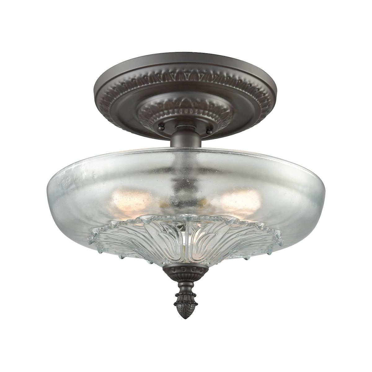 ELK Lighting 66395-3 - Restoration 15" Wide 3-Light Semi Flush in Oil Rubbed Bronze with Clear and F