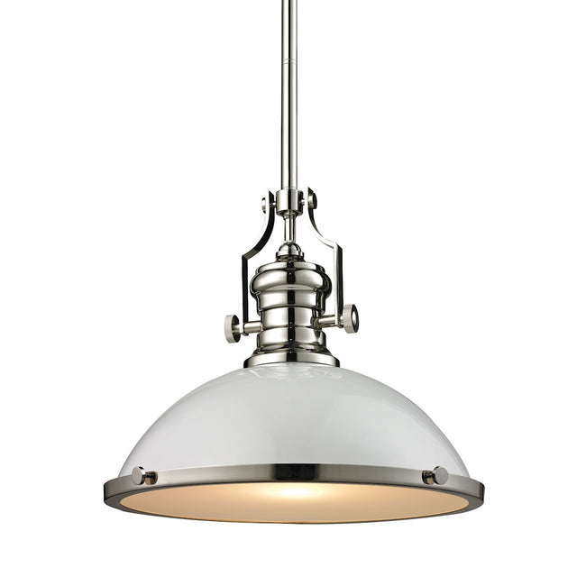 ELK Lighting 66516-1 - Chadwick 17" Wide 1-Light Pendant in Polished Nickel with Gloss White Shade
