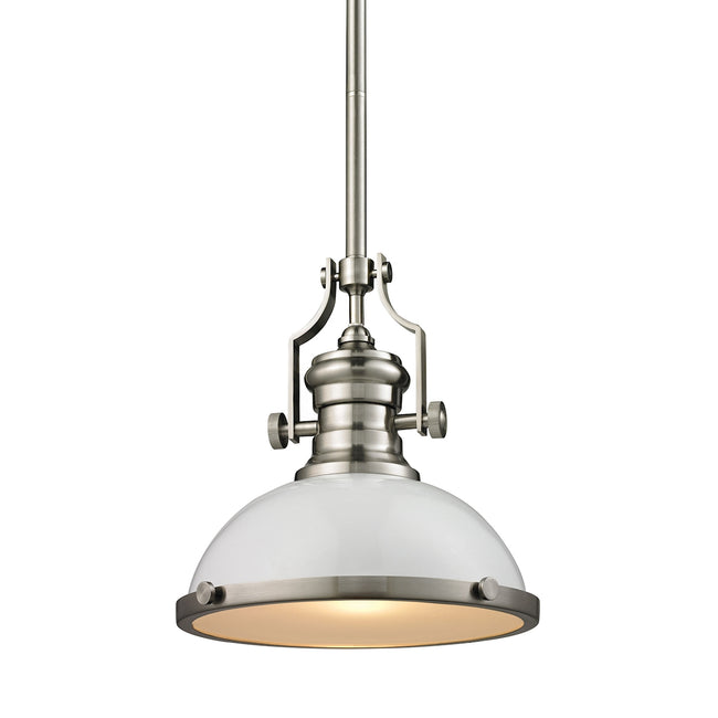ELK Lighting 66525-1 - Chadwick 13" Wide 1-Light Pendant in Satin Nickel with Gloss White Shade