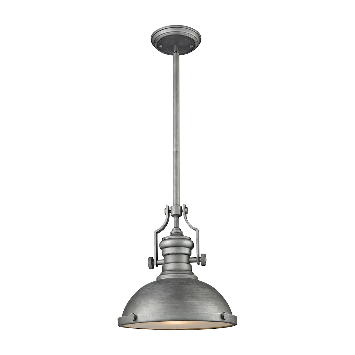 ELK Lighting 66584-1 - Chadwick 13" Wide 1-Light Pendant in Weathered Zinc with Metal and Frosted Glass Diffuser