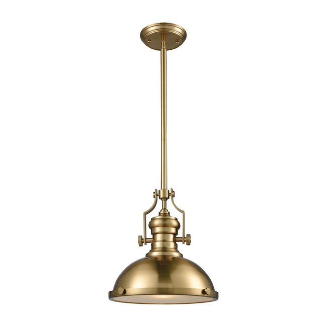 ELK Lighting 66594-1 - Chadwick 13" Wide 1-Light Pendant in Satin Brass with Metal and Frosted Glass