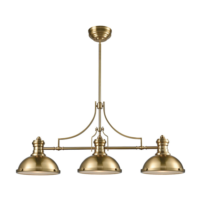 ELK Lighting 66595-3 - Chadwick 47" Wide 3-Light Island Light in Satin Brass with Metal and Frosted