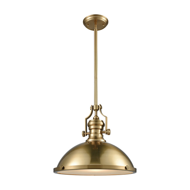ELK Lighting 66598-1 - Chadwick 17" Wide 1-Light Pendant in Satin Brass with Metal and Frosted Glass