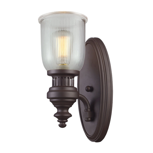 ELK Lighting 66760-1 - Chadwick 7" Wide 1-Light Wall Lamp in Oiled Bronze with Clear Ribbed Glass