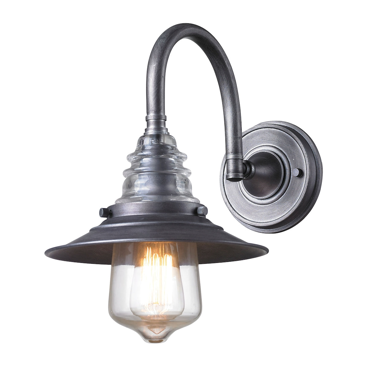 ELK Lighting 66822-1 - Insulator Glass 9" Wide 1-Light Wall Lamp in Weathered Zinc