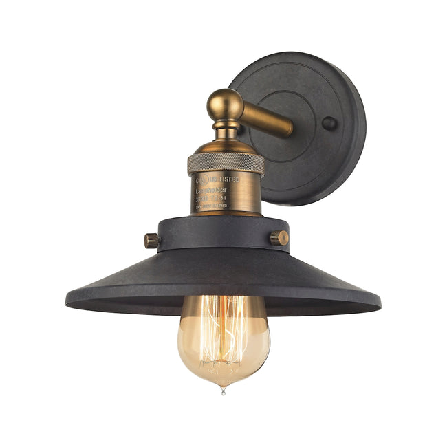 ELK Lighting 67180/1 - English Pub 8" Wide 1-Light Vanity Light in Antique Brass and Tarnished Graph