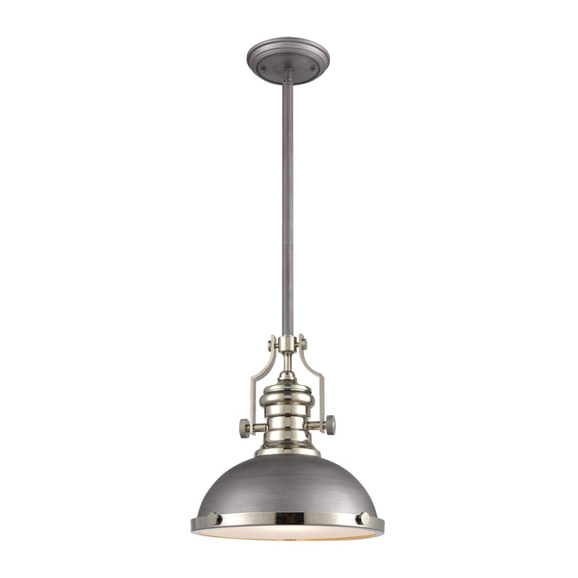 ELK Lighting 67235-1 - Chadwick 13" Wide 1-Light Pendant in Weathered Zinc with Metal and Frosted Gl