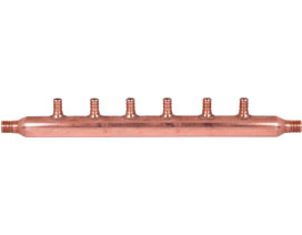 Sioux Chief 672X0499 - 1" Copper Manifold w/ 1/2" PEX Outlets and 3/4" PEX Inlets (4 outlets)