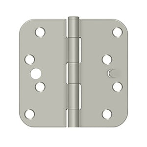 S44R5N26 4" x 4" x 5/8" Radius Hinge; Non Removable Pin Bright Chrome Finish