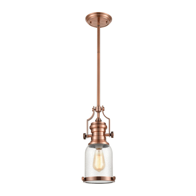 ELK Lighting 67712-1 - Chadwick 8" Wide 1-Light Mini Pendant in Copper with Seedy Glass