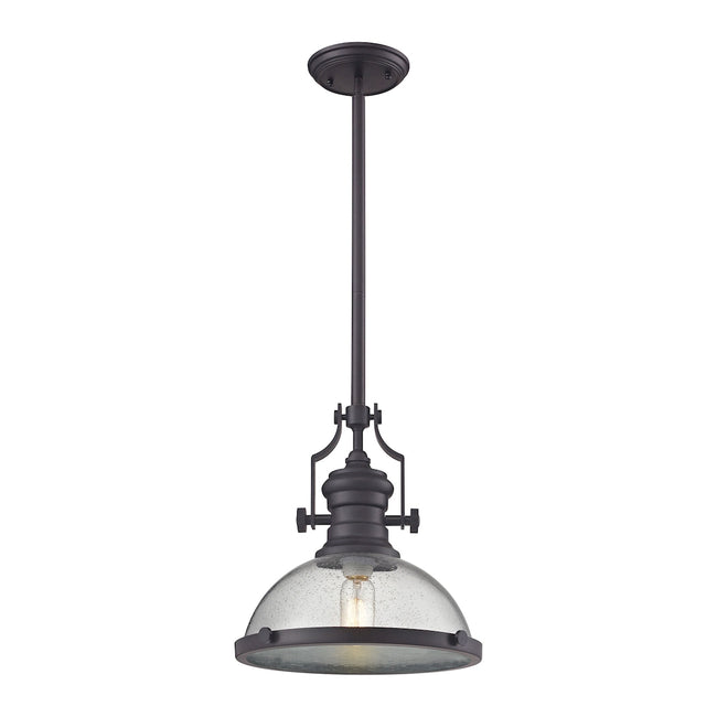 ELK Lighting 67733-1 - Chadwick 13" Wide 1-Light Pendant in Oil Rubbed Bronze with Seedy Glass