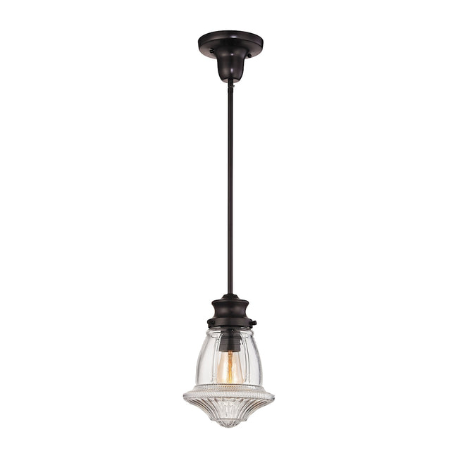 ELK Lighting 69139-1 - Schoolhouse 8" Wide 1-Light Mini Pendant in Oil Rubbed Bronze with Reeded Cle