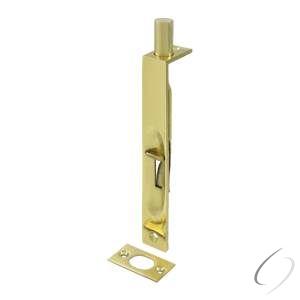 6FBS3-UNL 6" Flush Bolt; Heavy Duty; Square; Unlacquered Bright Brass Finish