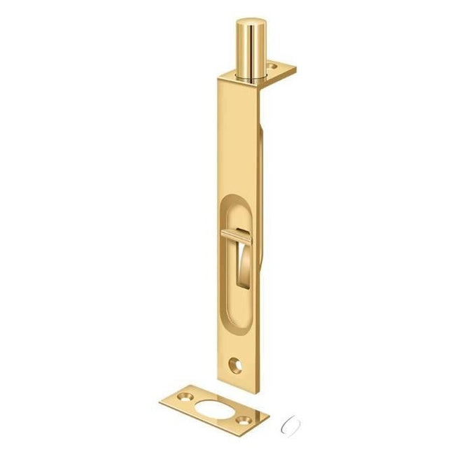6FBSCR003 6" Flush Bolt; Heavy Duty; Square; Lifetime Brass Finish