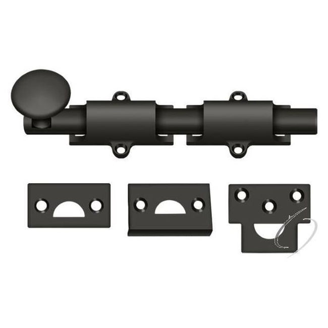 6SB10B 6" Surface Bolt; Heavy Duty; Oil Rubbed Bronze Finish