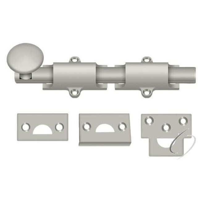 6SB15 6" Surface Bolt; Heavy Duty; Satin Nickel Finish