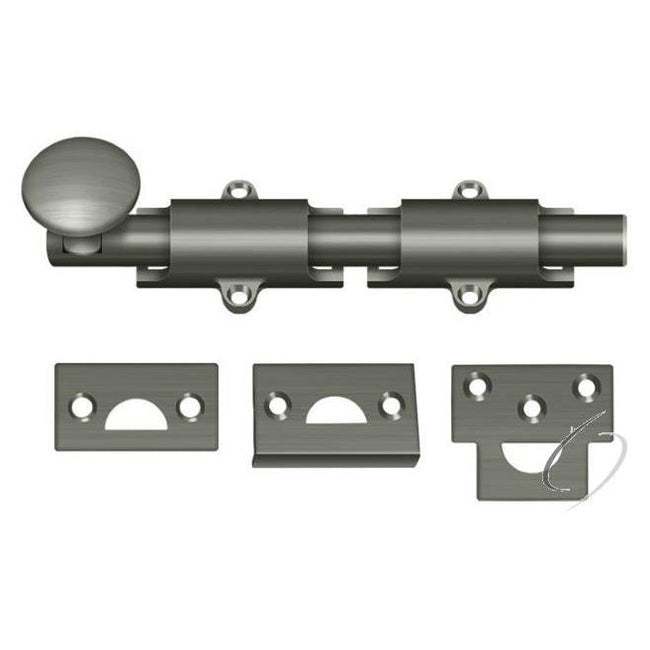 6SB15A 6" Surface Bolt; Heavy Duty; Antique Nickel Finish