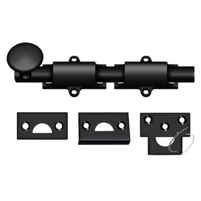 6SB19 6" Surface Bolt; Heavy Duty; Black Finish