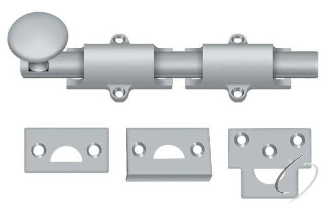 6SB26D 6" Surface Bolt; Heavy Duty; Satin Chrome Finish