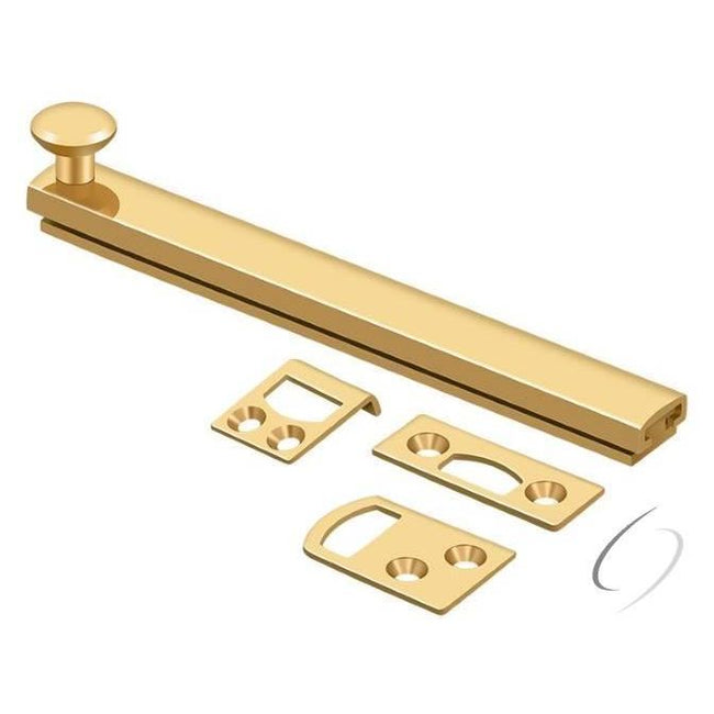 6SBCS003 6" Surface Bolt; Concealed Screw; Heavy Duty; Lifetime Brass Finish