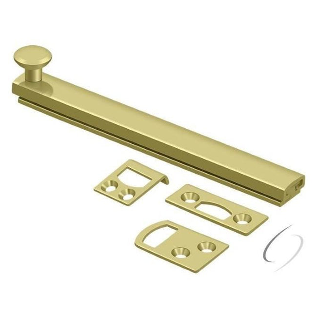6SBCS3 6" Surface Bolt; Concealed Screw; Heavy Duty; Bright Brass Finish