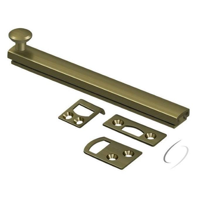 6SBCS5 6" Surface Bolt; Concealed Screw; Heavy Duty; Antique Brass Finish