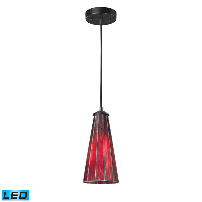 ELK Lighting 70000-1IR-LED - Lumino 5" Wide 1-Light Mini Pendant in Matte Black with Inferno Red Sha