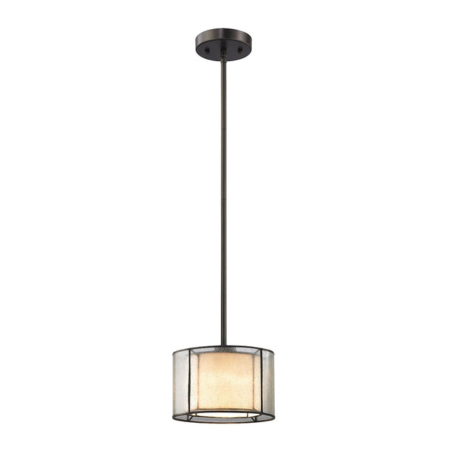 ELK Lighting 70224/1 - Mirage 8" Wide 1-Light Mini Pendant in Tiffany Bronze with Seedy and Amber Ar