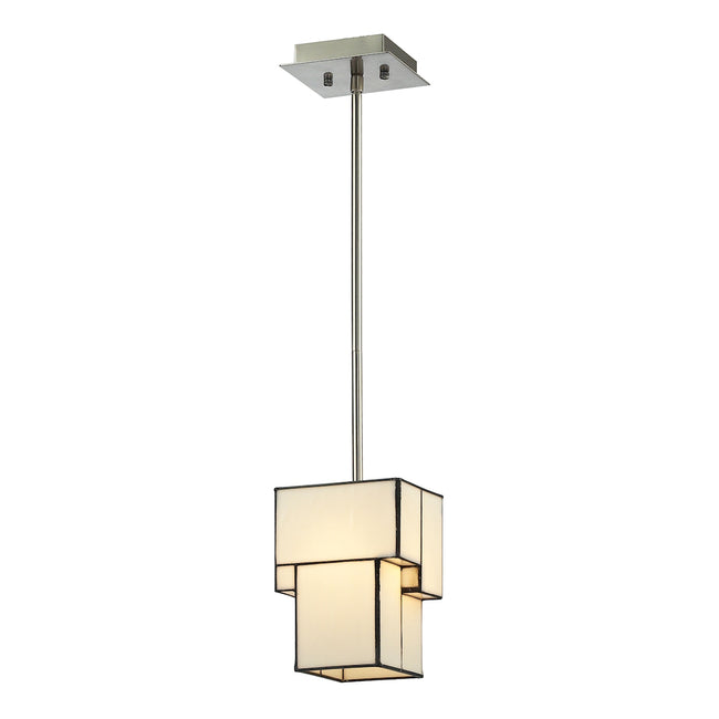 ELK Lighting 72062-1 - Cubist 6" Wide 1-Light Mini Pendant in Brushed Nickel with White Tiffany Glas