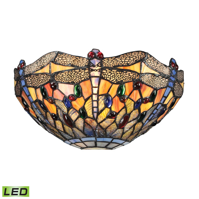 ELK Lighting 72077-1-LED - Dragonfly 13" Wide 1-Light Sconce in Dark Bronze with Tiffany Style Glass
