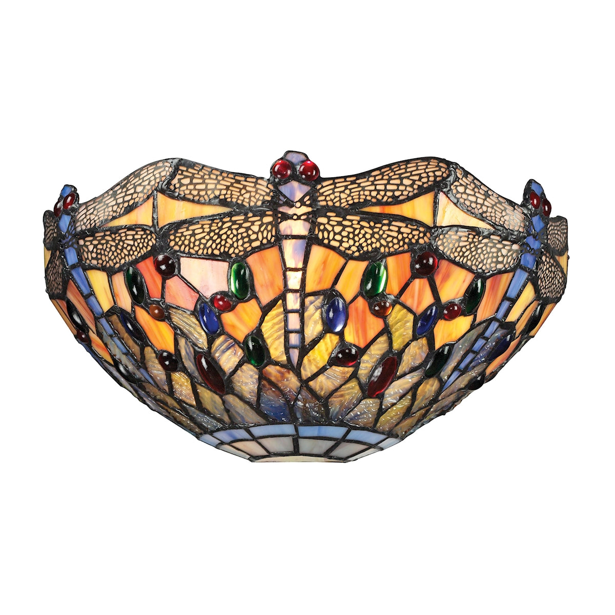 ELK Lighting 72077-1 - Dragonfly 13" Wide 1-Light Sconce in Dark Bronze with Tiffany Style Glass