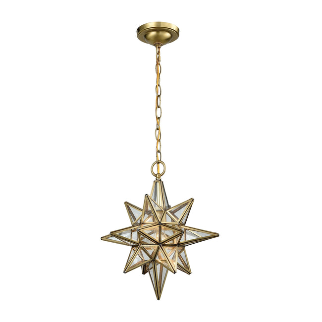 ELK Lighting 72154/1 - Beamer 12" Wide 1-Light Mini Pendant in Brushed Brass with Clear Glass