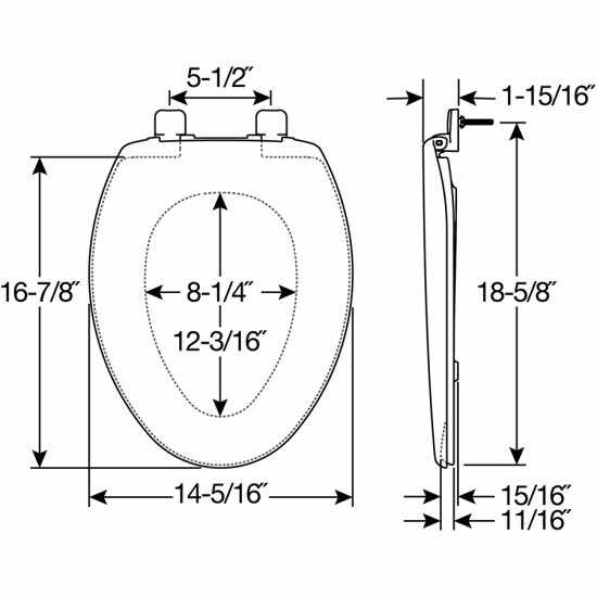Bemis 7300SL-000 Toilet Seat - Dimensions