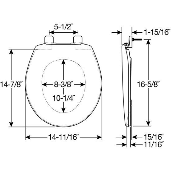 Bemis 730SL-000 Toilet Seat - Dimensions