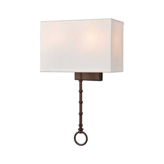 ELK Lighting 75030/2 - Shannon 10" Wide 2-Light Sconce in Oil Rubbed Bronze with White Fabric Shade