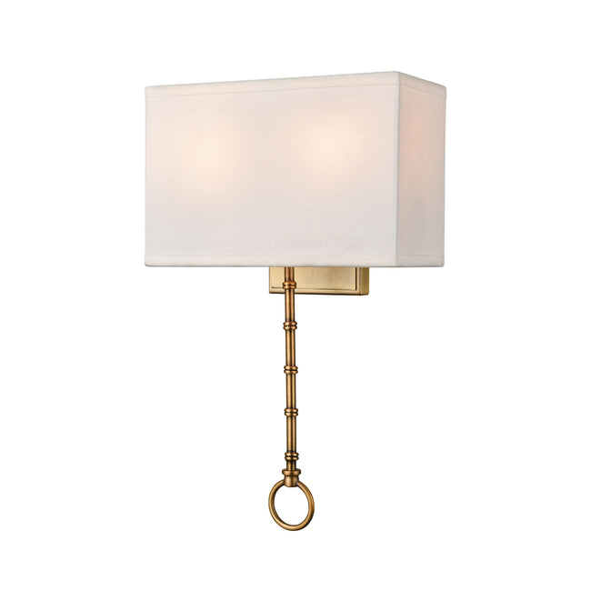 ELK Lighting 75040/2 - Shannon 10" Wide 2-Light Sconce in Warm Brass with White Fabric Shade
