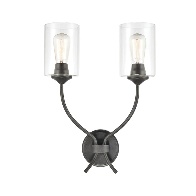 ELK Lighting 75092/2 - Daisy 15" Wide 2-Light Sconce in Midnight Bronze with Clear Glass