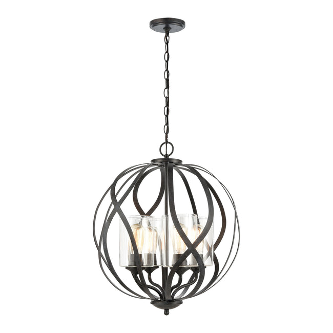 ELK Lighting 75095/4 - Daisy 20" 4-Light Chandelier in Midnight Bronze with Clear Glass