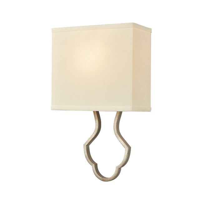 ELK Lighting 75100/1 - Lanesboro 10" Wide 1-Light Sconce in Dusted Silver with White Fabric Shade