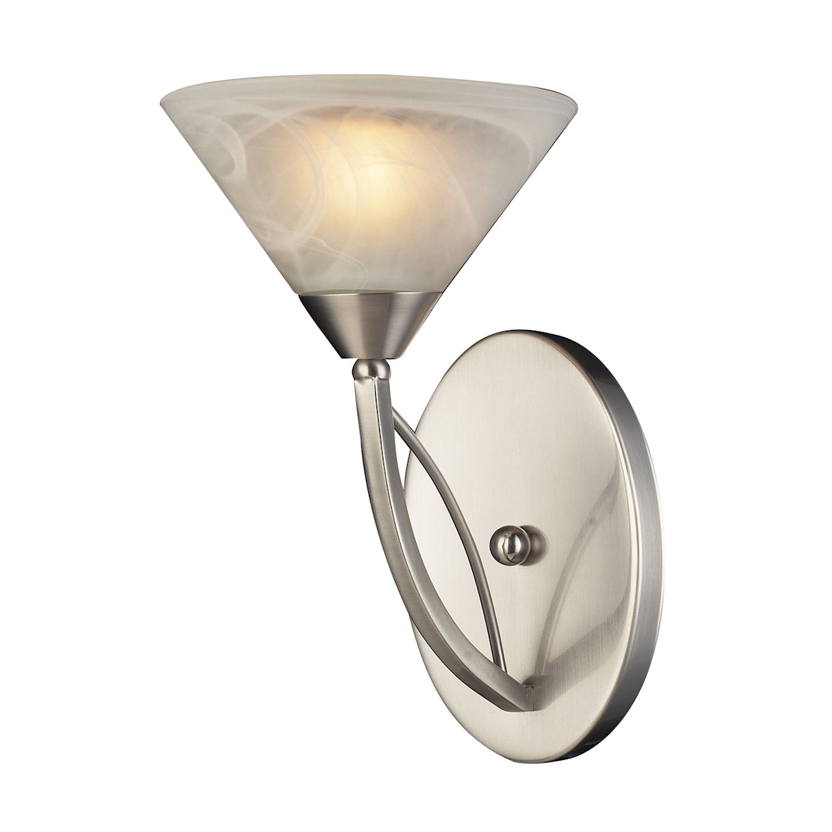 ELK Lighting 2092842 - Elysburg 7" Wide 1-Light Wall Lamp in Satin Nickel with White Swirl Glass