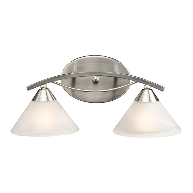 ELK Lighting 2093238 - Elysburg 18" Wide 2-Light Vanity Lamp in Satin Nickel with White Swirl Glass