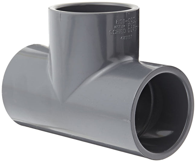 801-020 - PVC Pipe Fitting, Tee, Schedule 80, 2" Socket