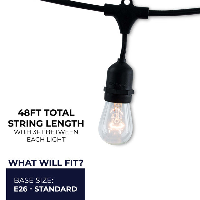 810002 - 15 Light 48' String Light with 11 Watt S14 LED Bulbs