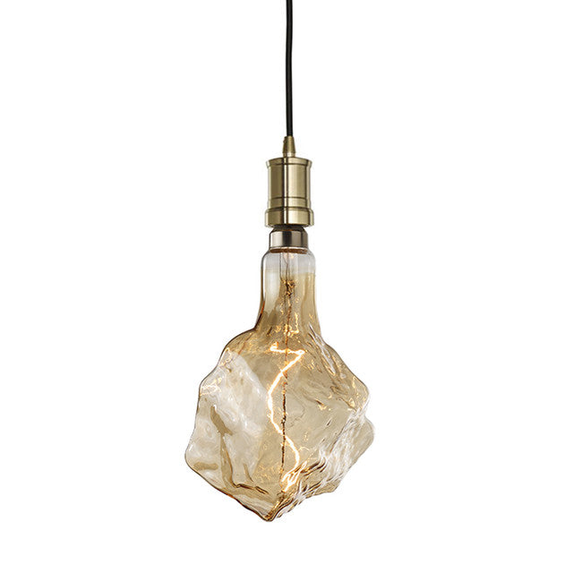 810126 - Cloth Cord Pendant with Socket and Glacier LED Light Bulb