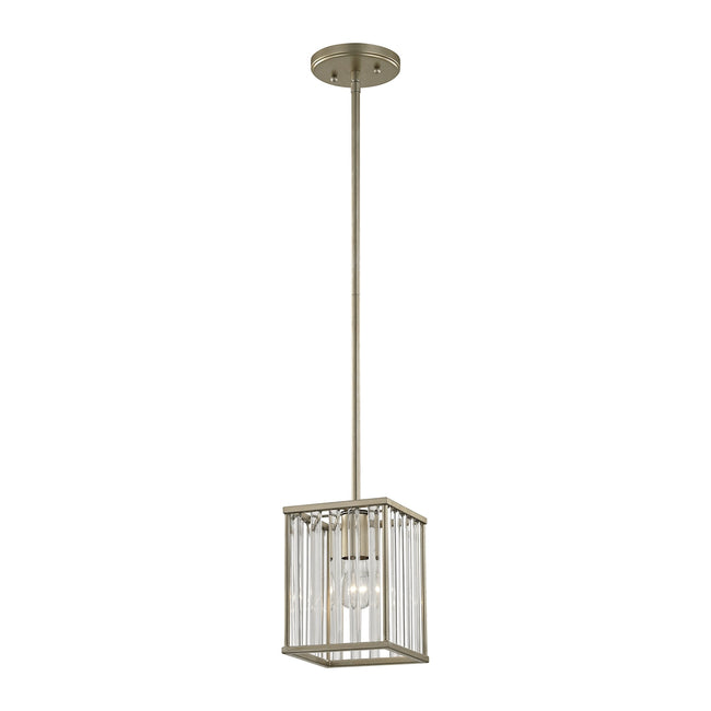 ELK Lighting 81095/1 - Ridley 6" Wide 1-Light Mini Pendant in Aged Silver with Oval Glass Rods